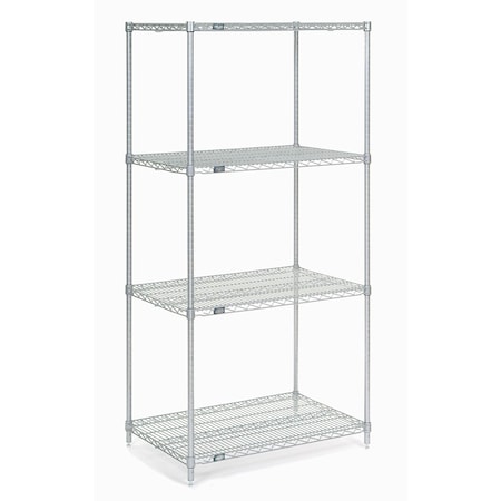 Nexel Chrome Wire Shelving, 30W X 14D x 74H 14307C